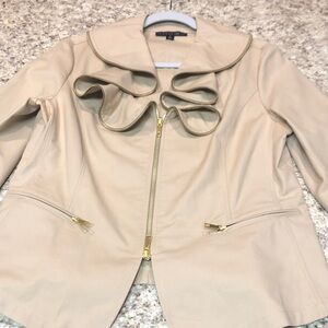 Lafayette 148 New York zipper blazer 12 tan cotton blend